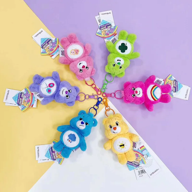 Peluche Ositos Cariñositos Carebears, Oso Arcoíris peluche Kawaii llavero para Bolsa, Mochila etc. Set 6 Pcs