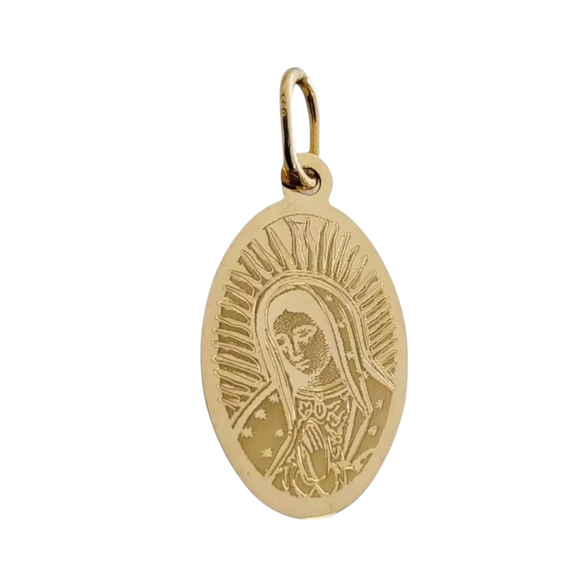 Collar Virgen De Guadalupe Grabado Laser Oro 14 K + Obsequio