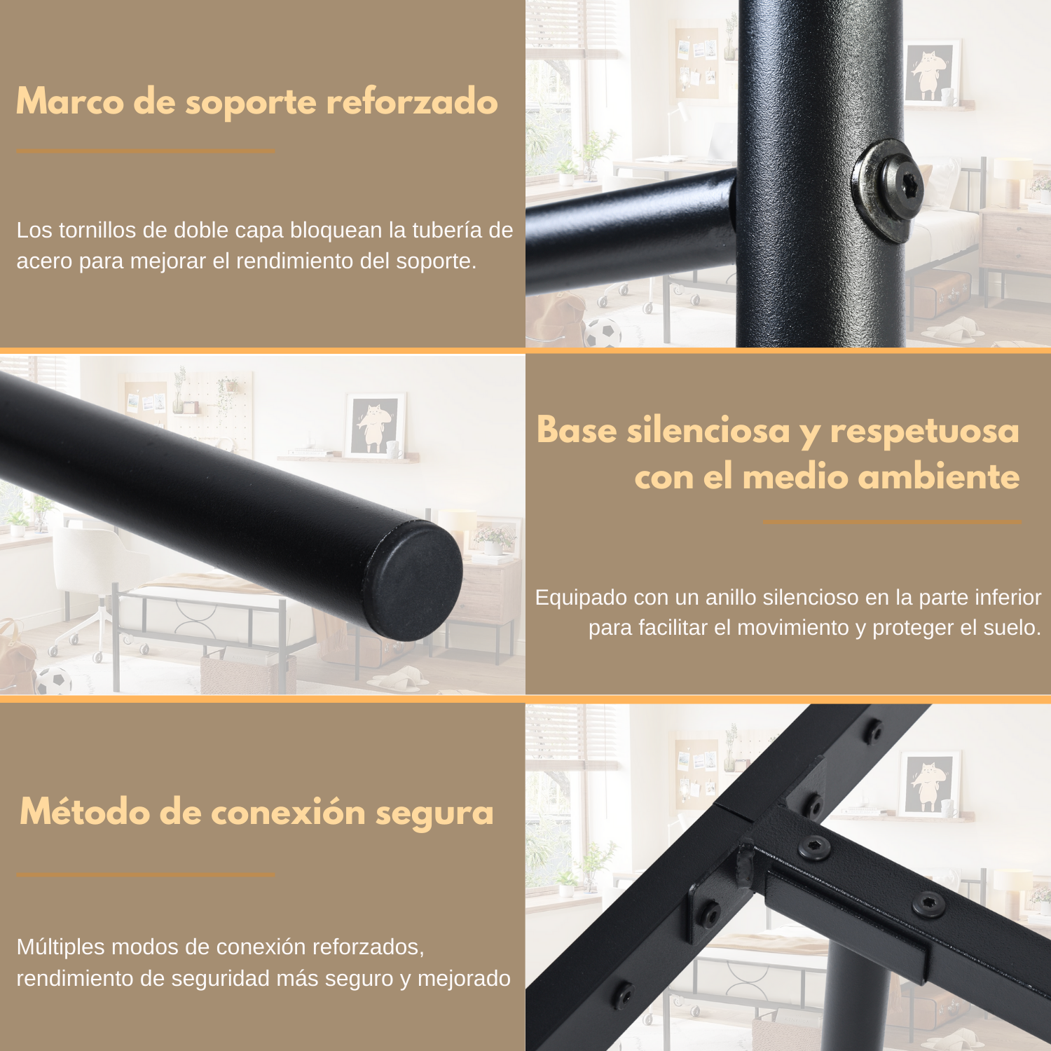  Cama Individual Metal Color Negro 