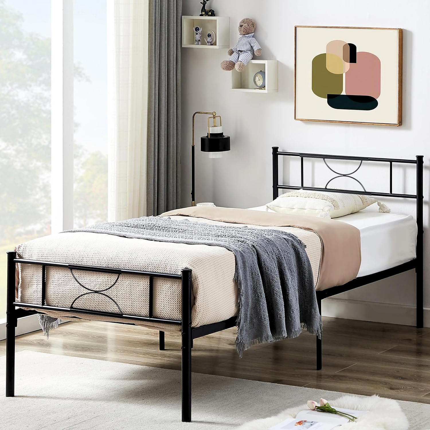  Cama Individual Metal Color Negro 