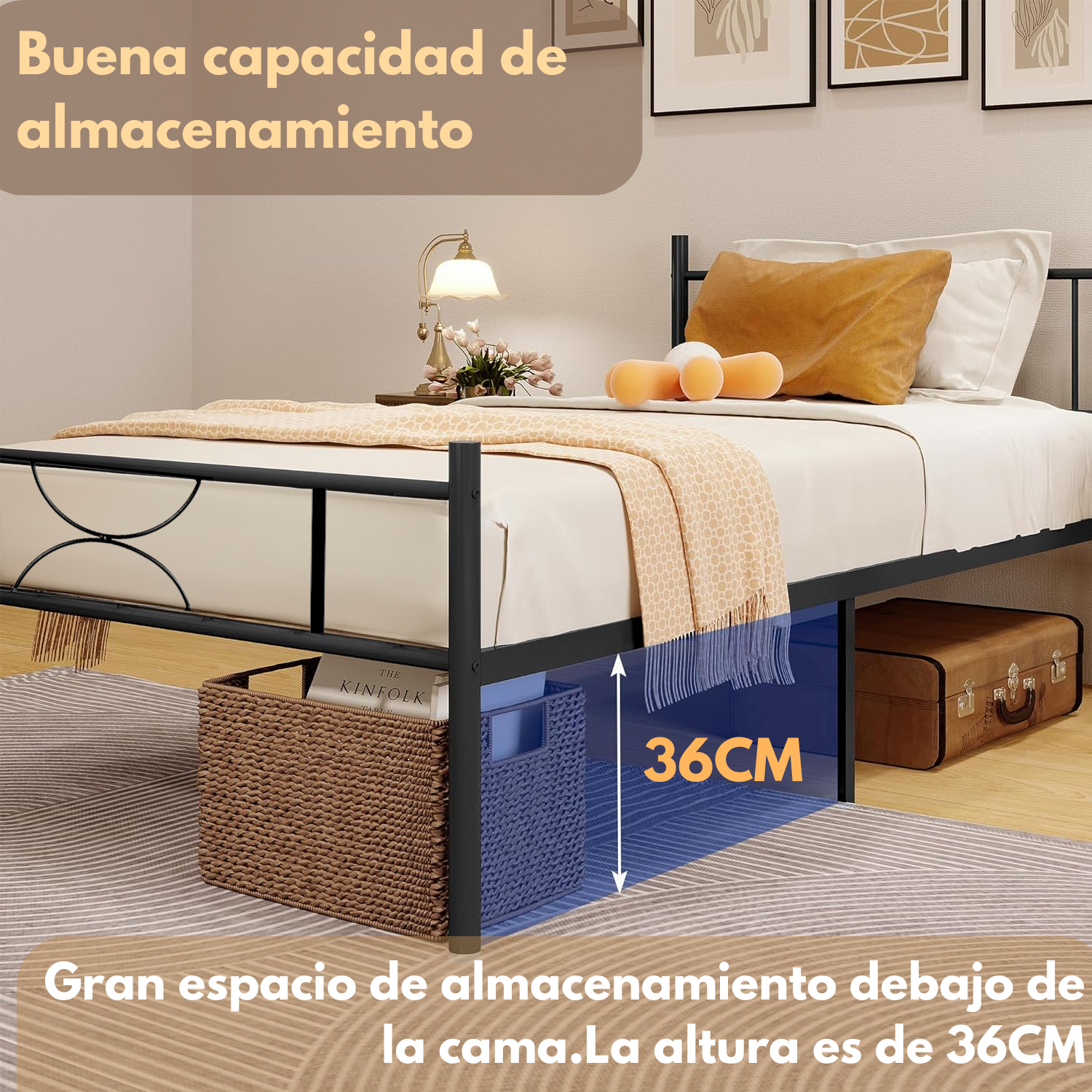  Cama Individual Metal Color Negro 