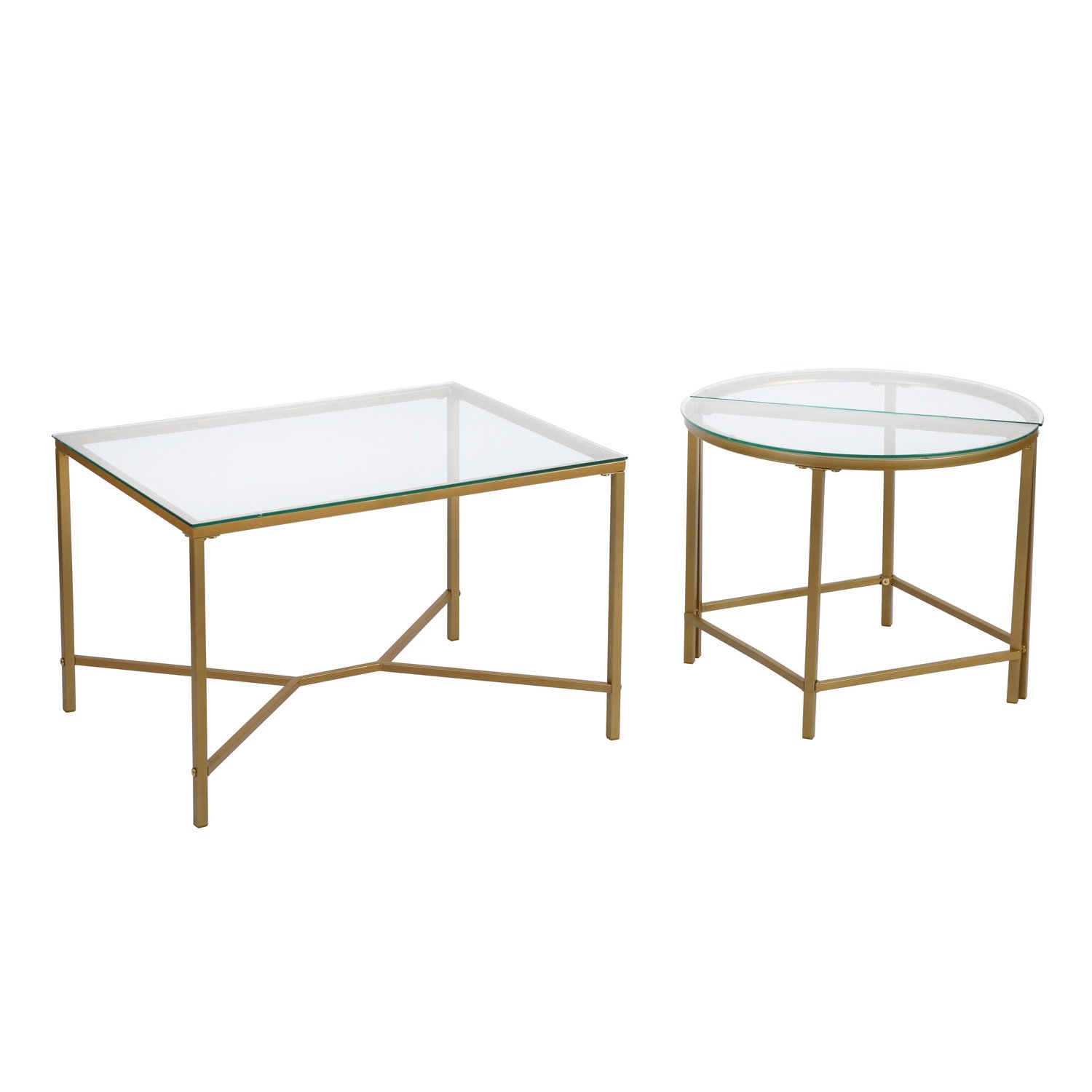 Set De 3 Mesas De Centro Mesitas Auxiliar Apilables Cristal