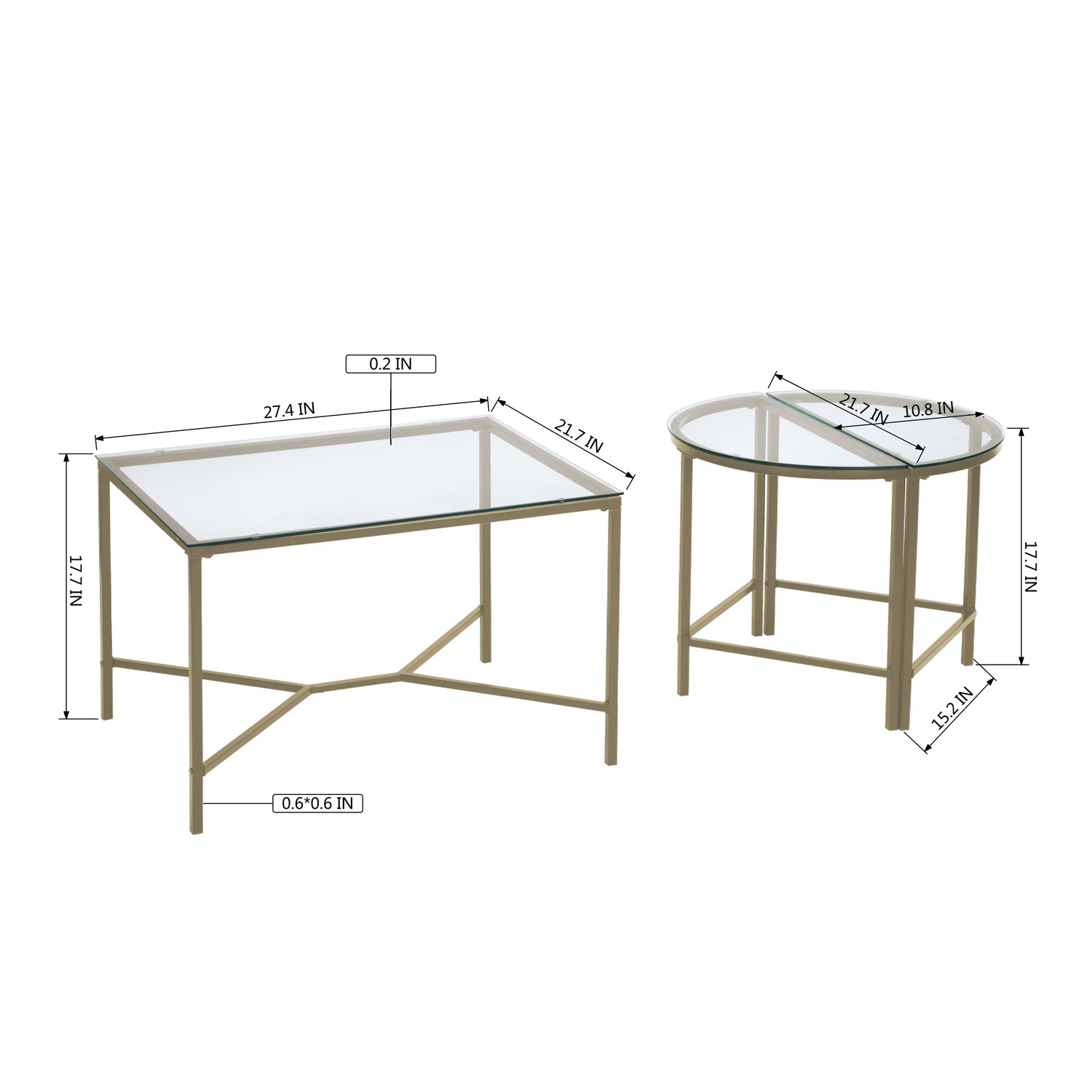 Set De 3 Mesas De Centro Mesitas Auxiliar Apilables Cristal
