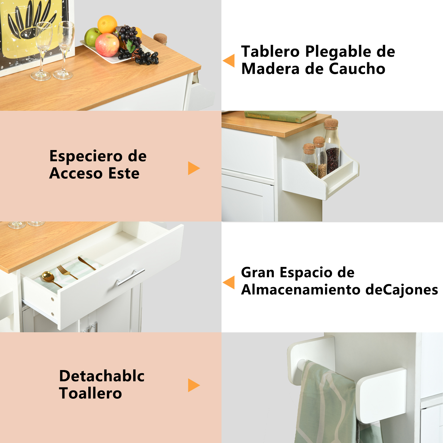 Organizador De Cajones Con Ruedas Estante Para Microondas