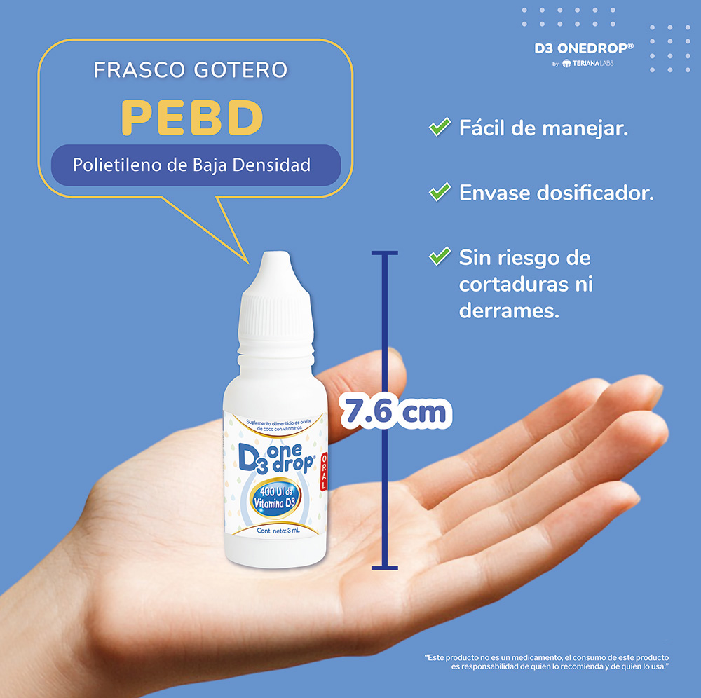 Vitamina D3 ONEDROP frasco con 3 mL, 400UI