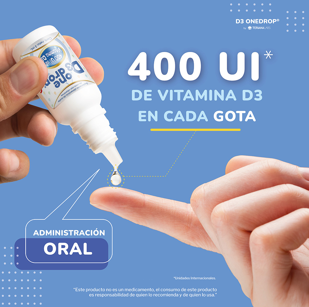 Vitamina D3 ONEDROP frasco con 3 mL, 400UI