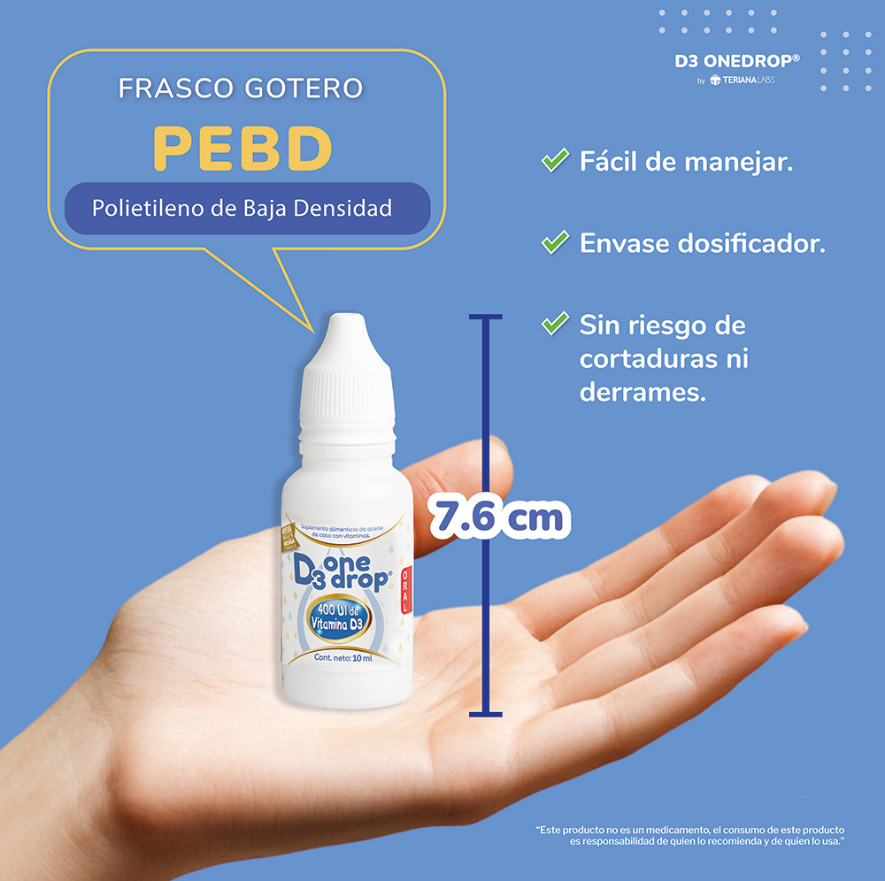 Vitamina D3 ONEDROP | Frasco de 10 ML 300 Gotas |  Para Niños y Adultos | 400 UI por Gota | Suplemento diario | 