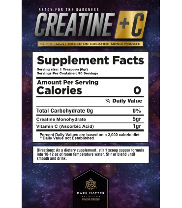 Creatine + C Dark Matter Creatina Alta Pureza Vitamina C 90 Servicios