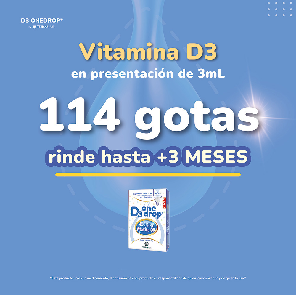 Vitamina D3 ONEDROP frasco con 3 mL, 400UI