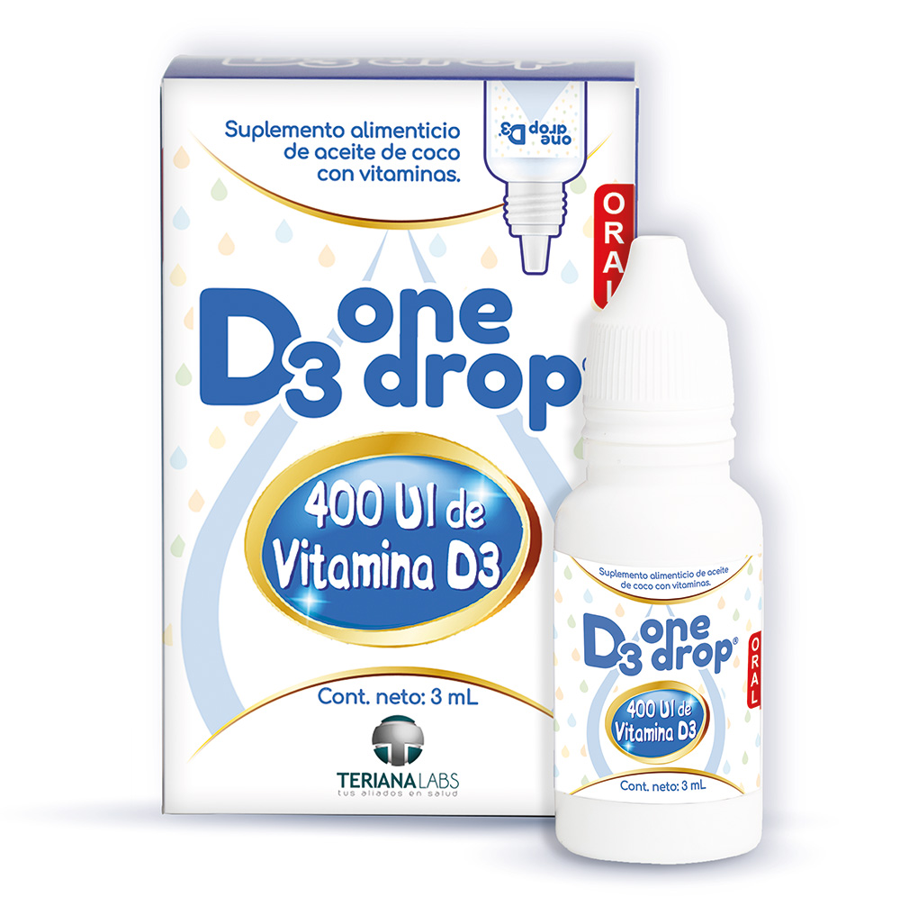 Vitamina D3 ONEDROP frasco con 3 mL, 400UI