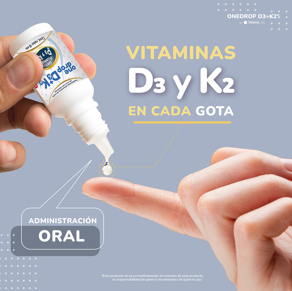 Vitamina ONEDROP D3+K2 frasco con 10 mL.