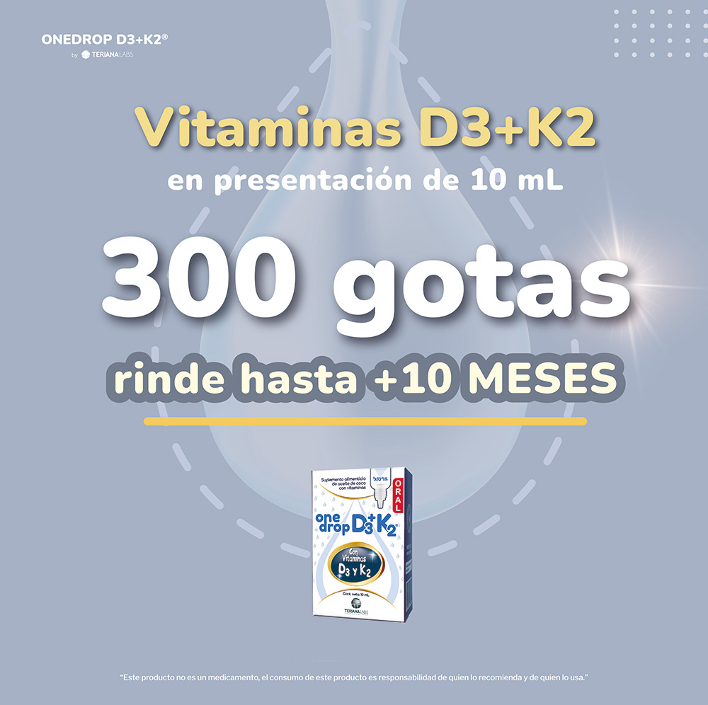Vitamina ONEDROP D3+K2 frasco con 10 mL.