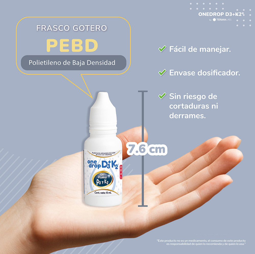 Vitamina ONEDROP D3+K2 frasco con 10 mL.