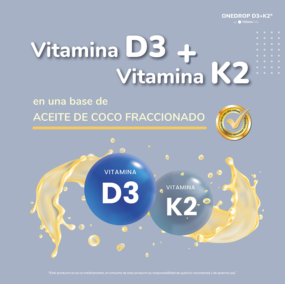 Vitamina ONEDROP D3+K2 frasco con 10 mL.