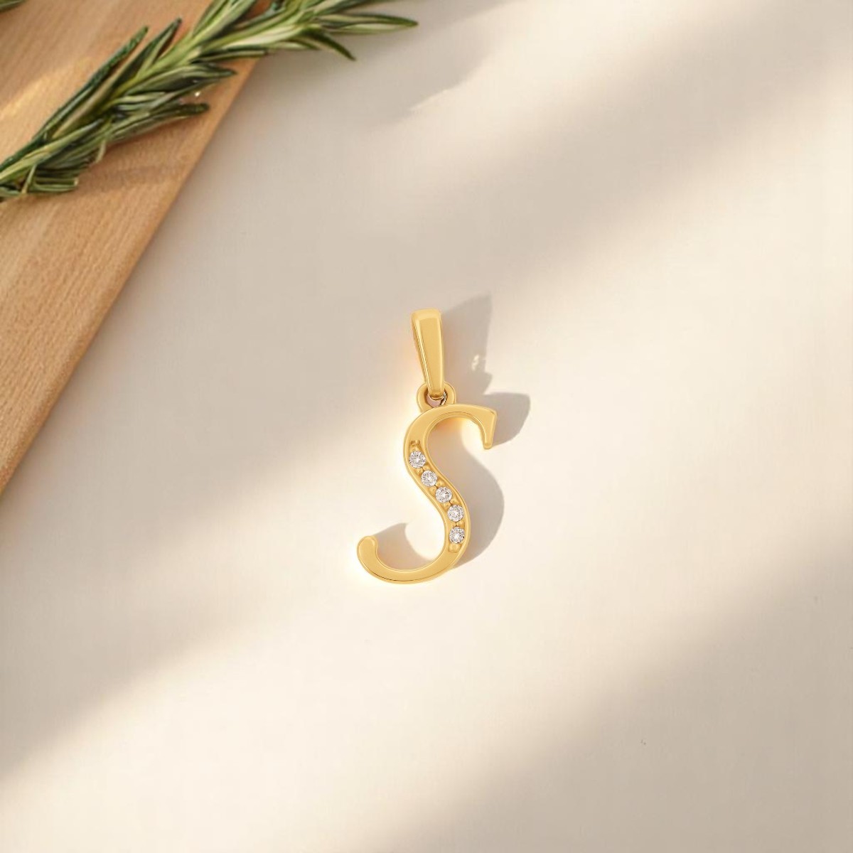 Dije Inicial Letra S Con Zirconias Oro 14 K 