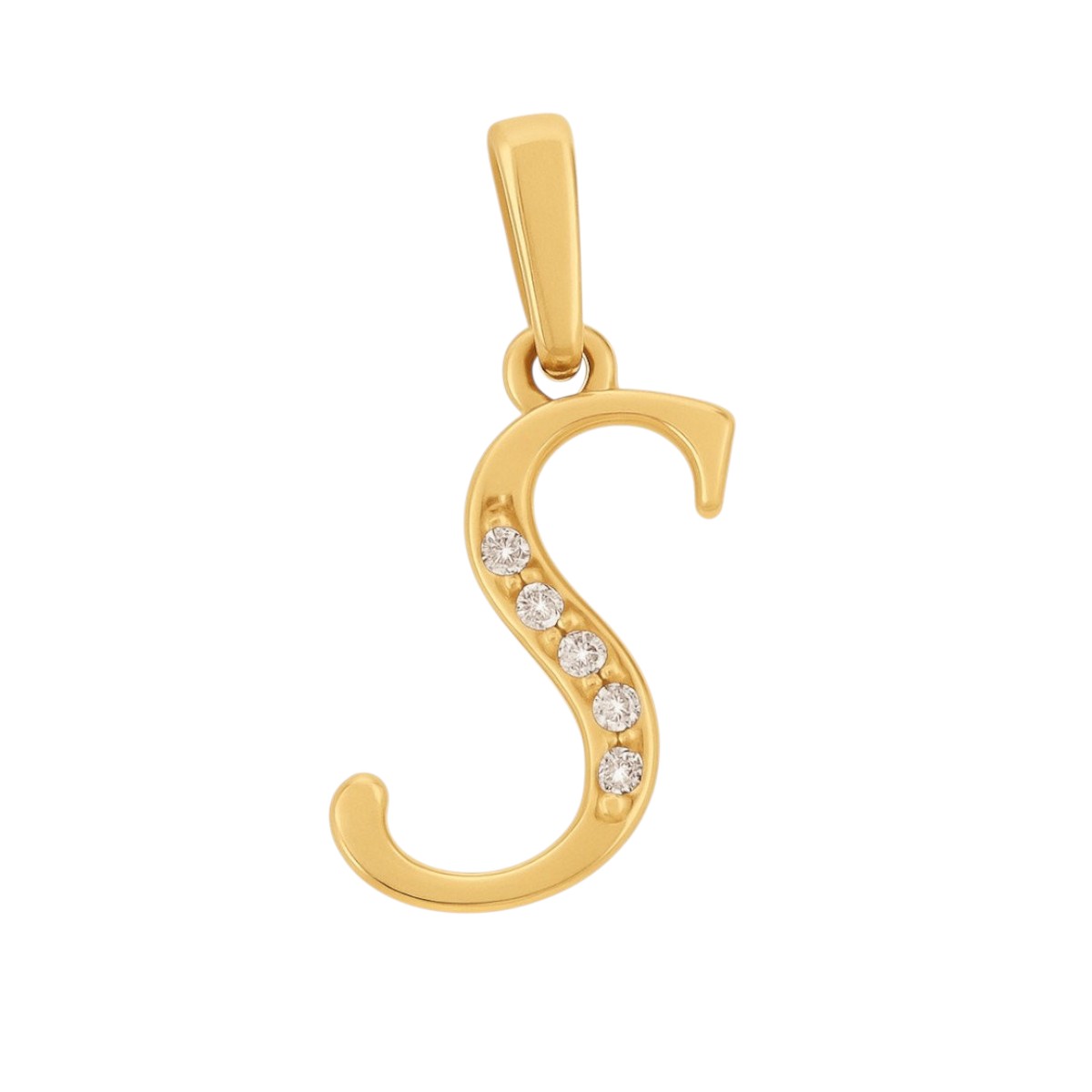 Dije Inicial Letra S Con Zirconias Oro 14 K 