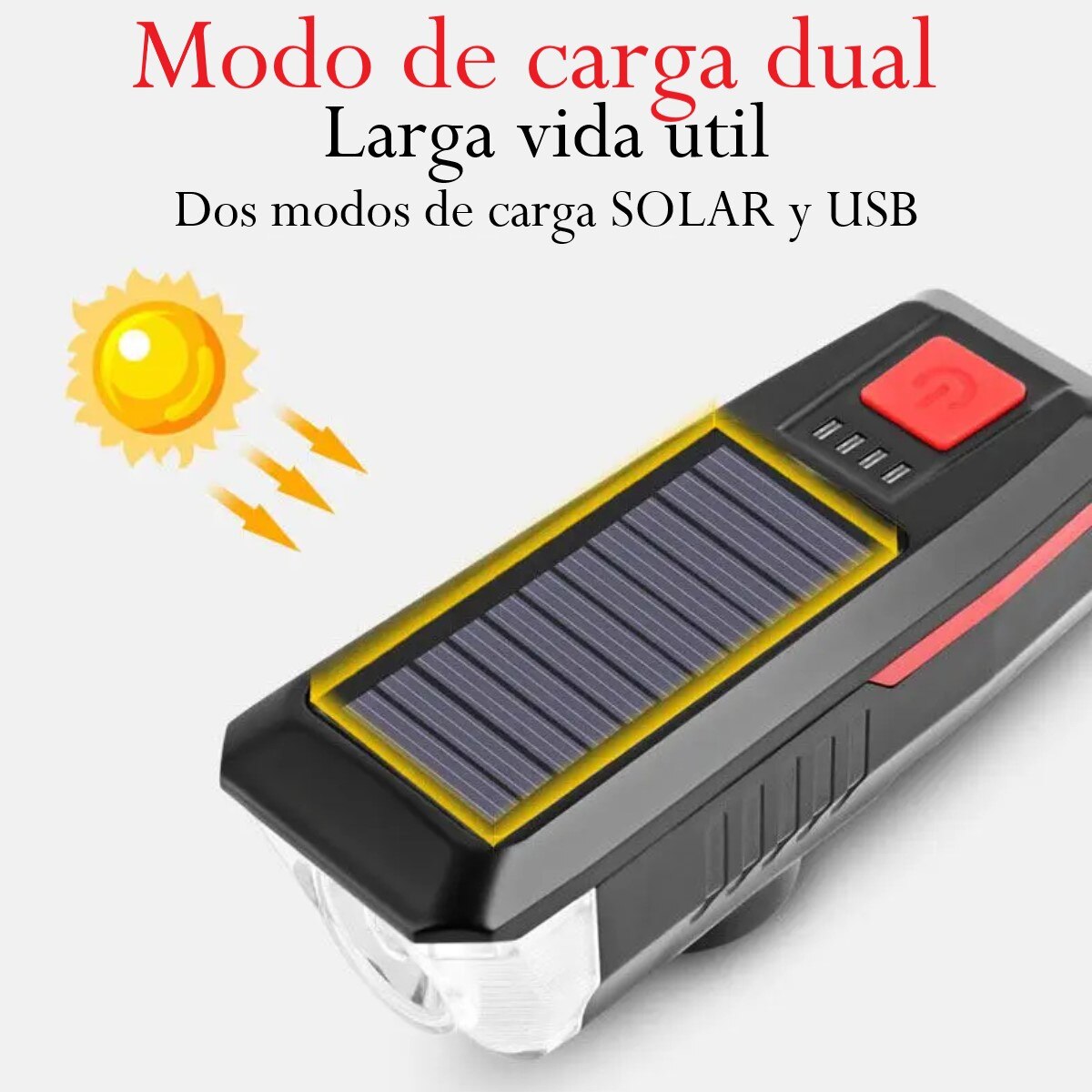 Lampara con bocina solar Luz Solar bicicleta montaña carretera linterna Powerbank recargable USB