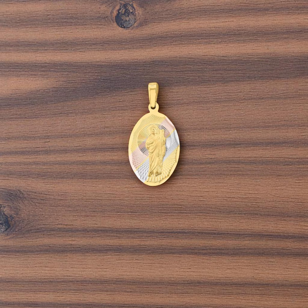 Medalla Oval San Judas Tadeo Oro Florentino 14 K