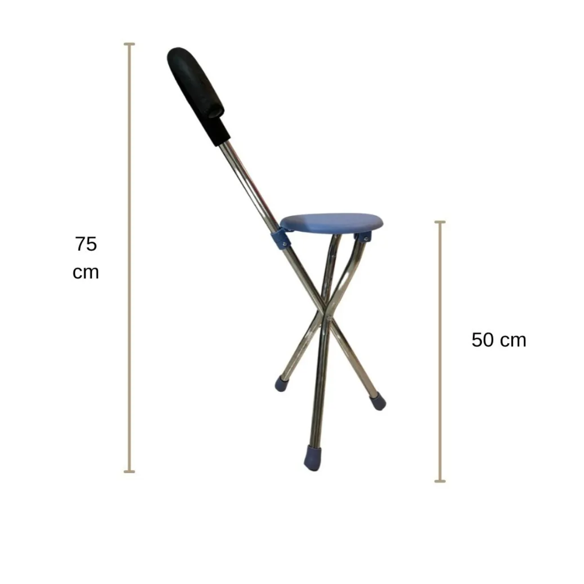 Bastón Con Asiento Plegable De 3 Apoyos