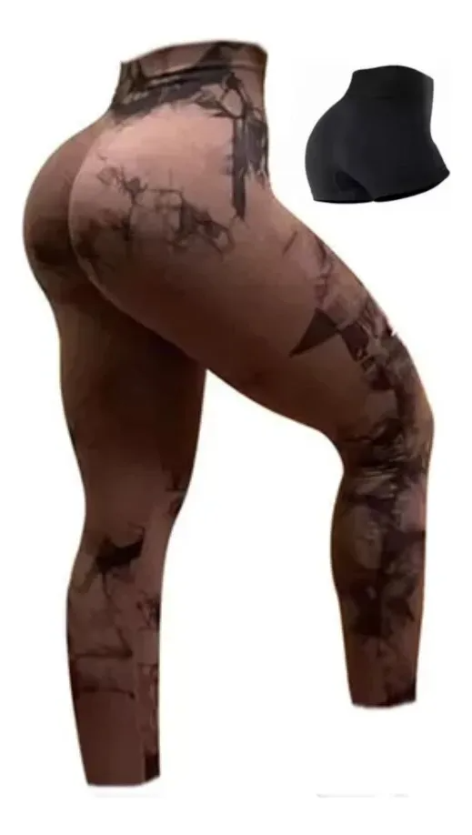 2pzs Leggins Deportivos Gym Licra Mujer Tie-dye Push Up Yoga TALLA MEDIANA