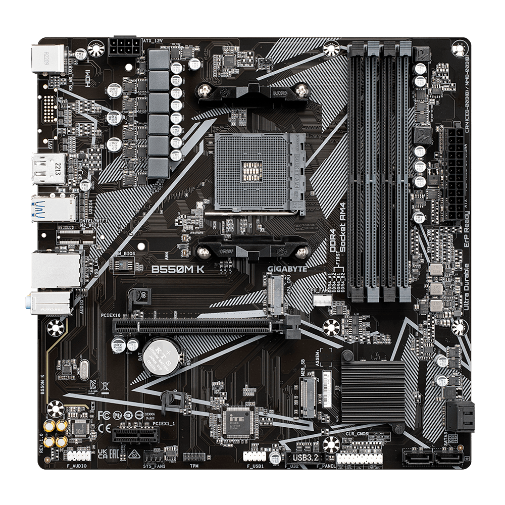 MB GIGABYTE B550M K RYZEN AM4 DDR4 128GB M-ATX B550M K