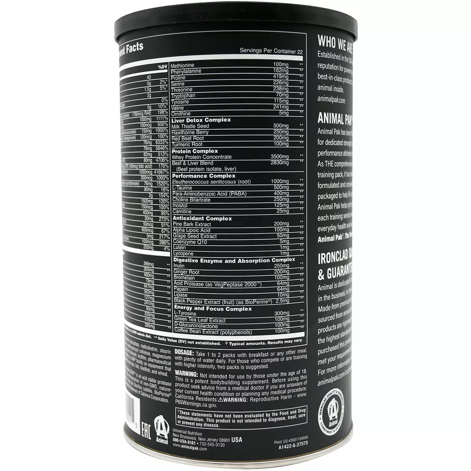 Animal Pak Universal Nutrition 44 Packs Multivitamínico Deportivo Extremo