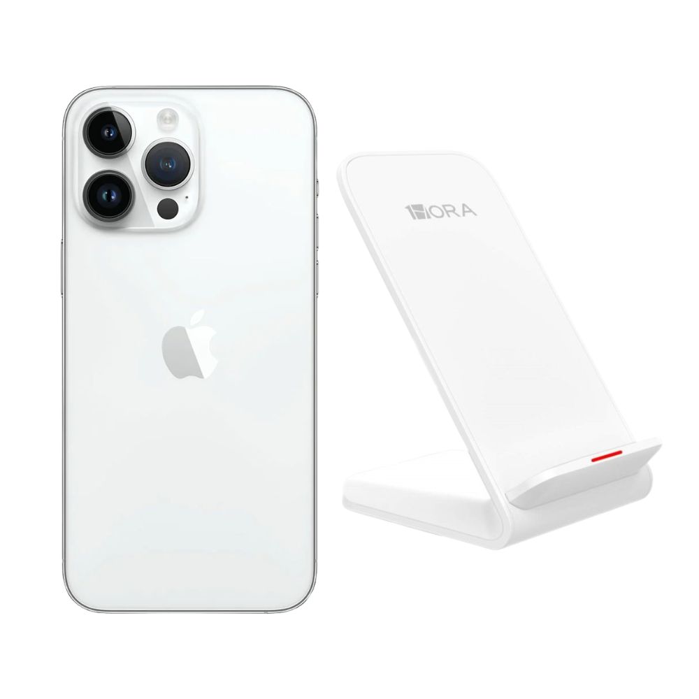 iPhone 14 Pro 128GB Plata E-SIM Reacondicionado Grado A + Base Cargador