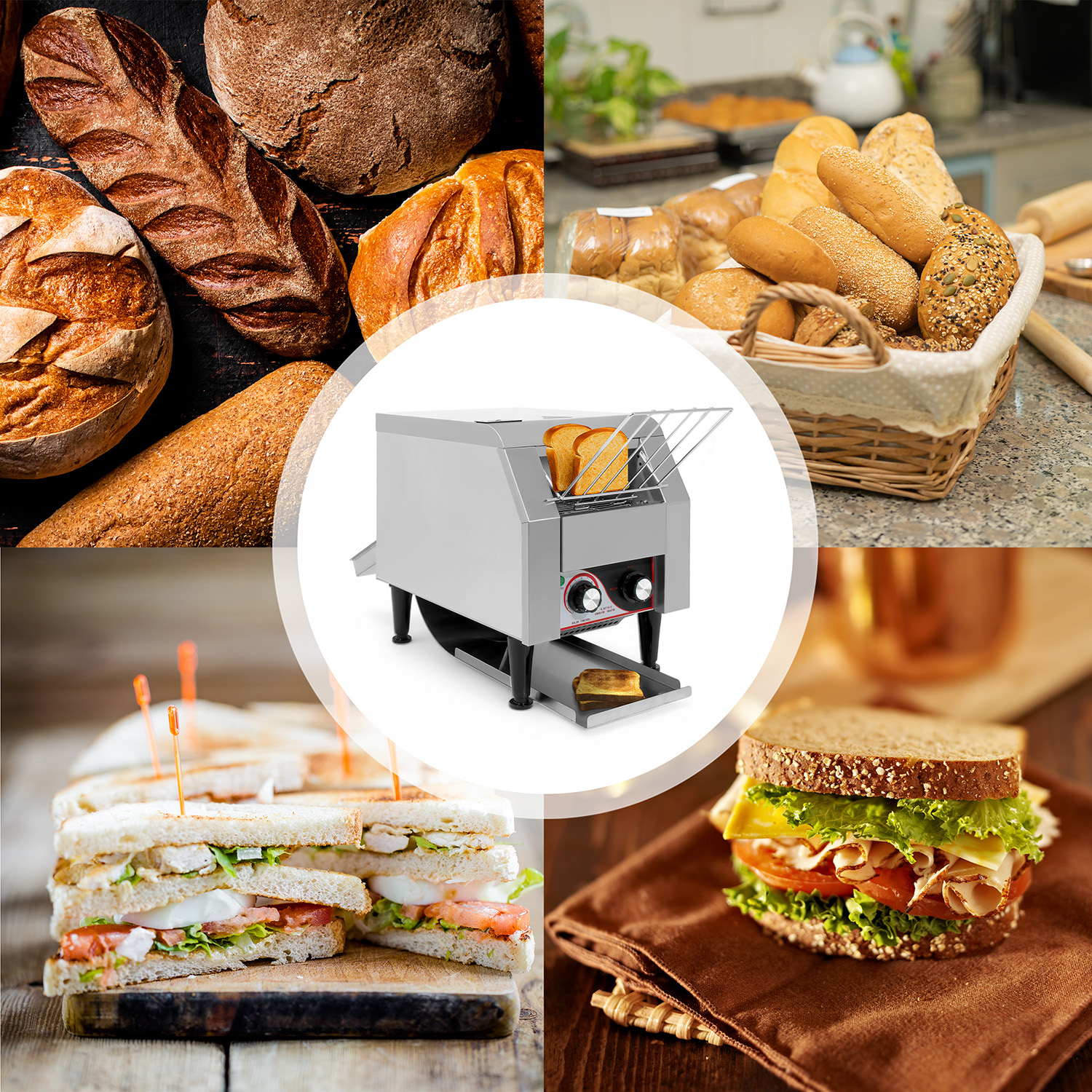 Tostadora Pan Electrica Industrial 150 Rebanadas 7 Vel Acero Gutstark Home