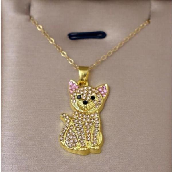 Joyeria de Gatos MXOHR-001 1Pza Golden Cat Oro Metal Cadenas y Dijes, CatNeck03