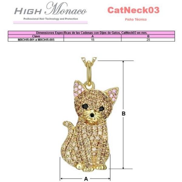 Joyeria de Gatos MXOHR-001 1Pza Golden Cat Oro Metal Cadenas y Dijes, CatNeck03