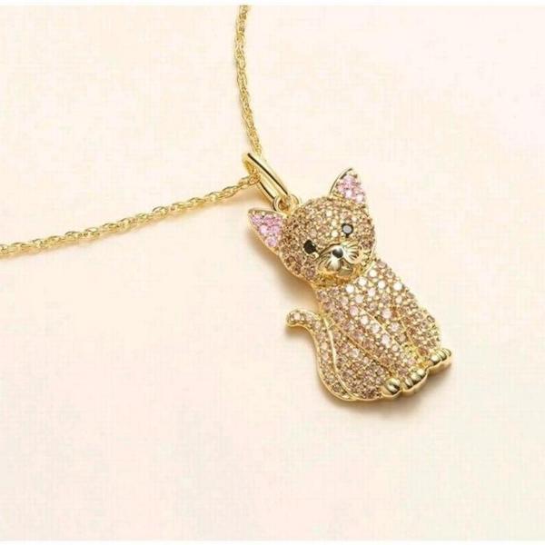 Joyeria de Gatos MXOHR-001 1Pza Golden Cat Oro Metal Cadenas y Dijes, CatNeck03