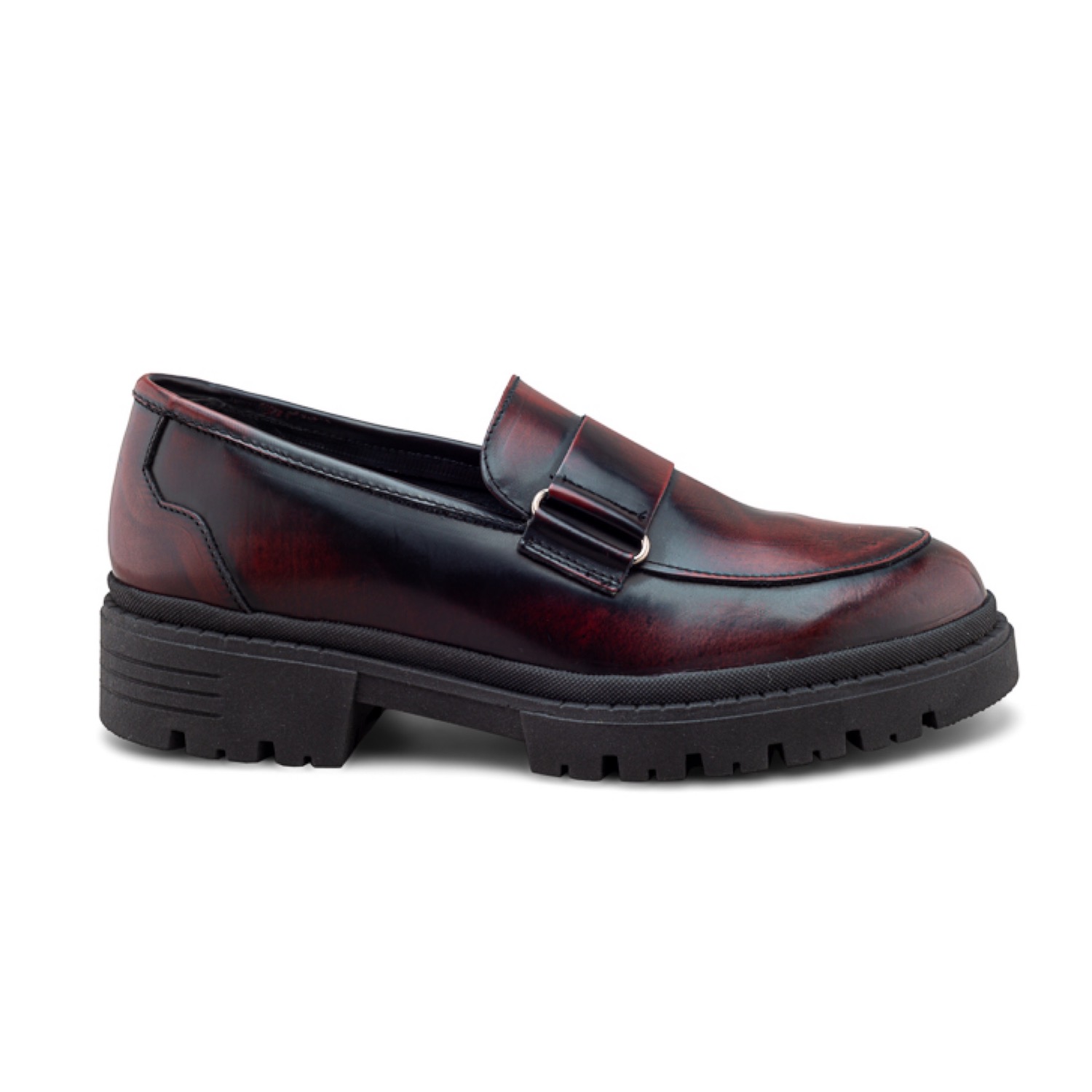 Zapato Loafer Vino con Suela Chunky para Hombre