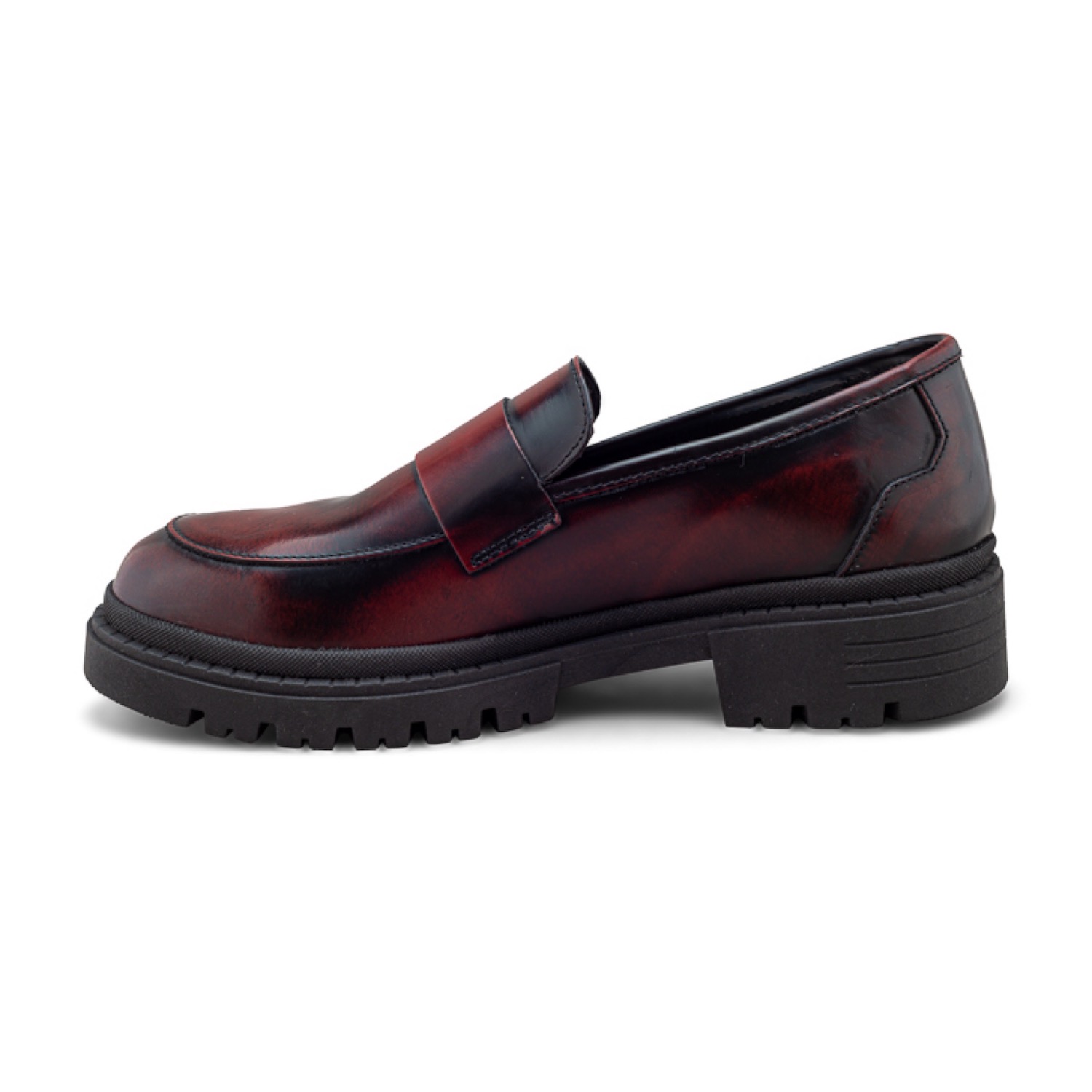 Zapato Loafer Vino con Suela Chunky para Hombre