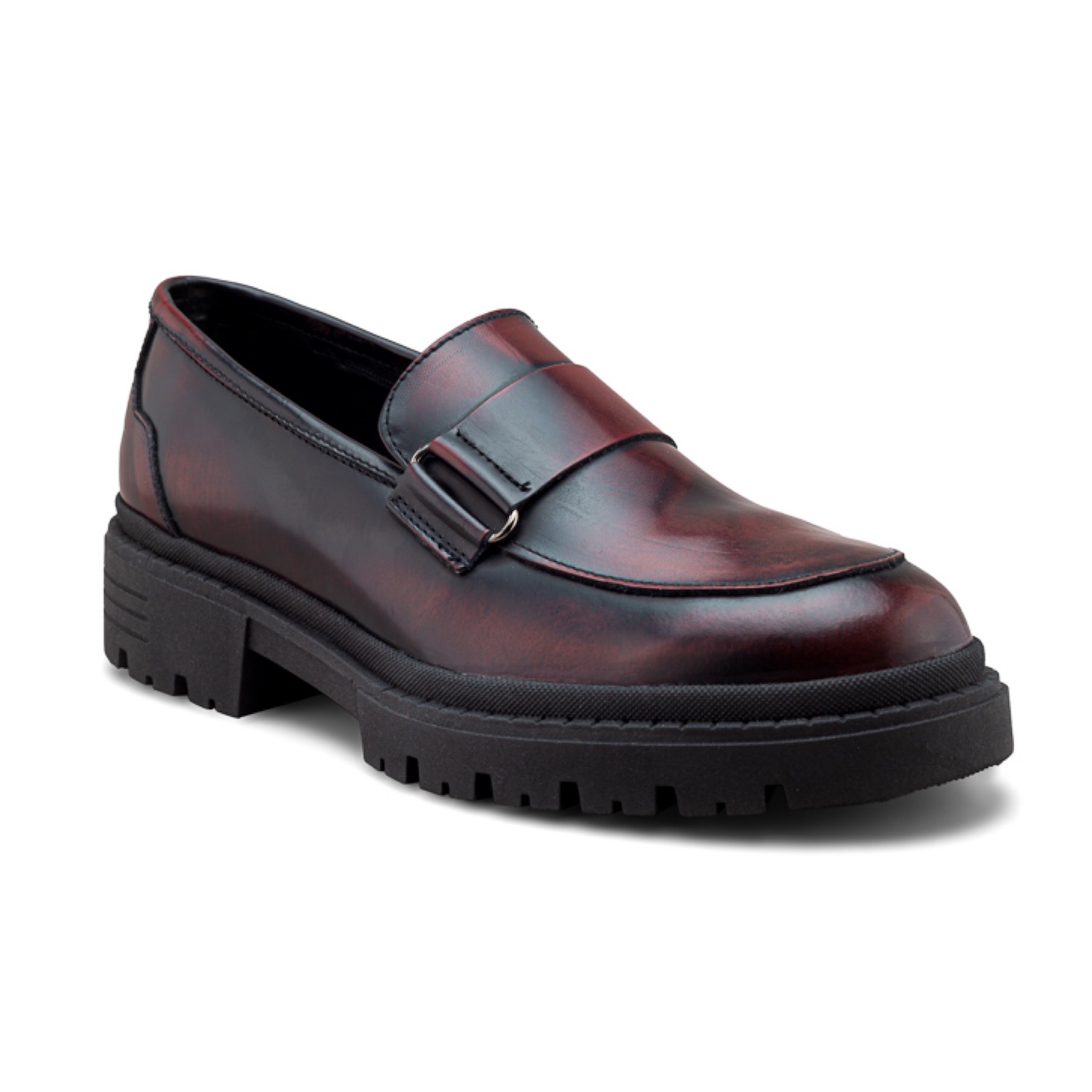 Zapato Loafer Vino con Suela Chunky para Hombre