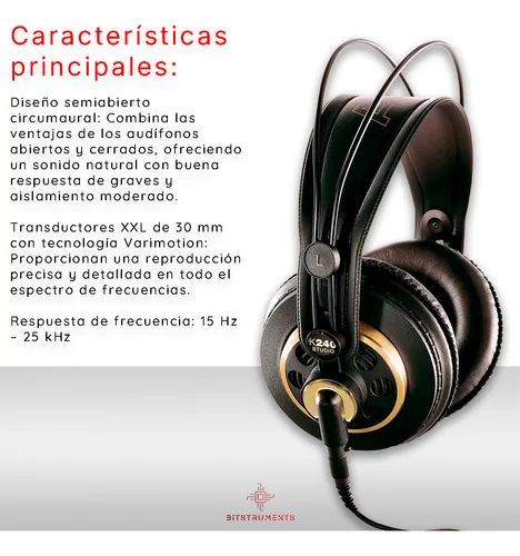 Audífonos Harman Akg K240 Studio Negro Produccion Djs Pro