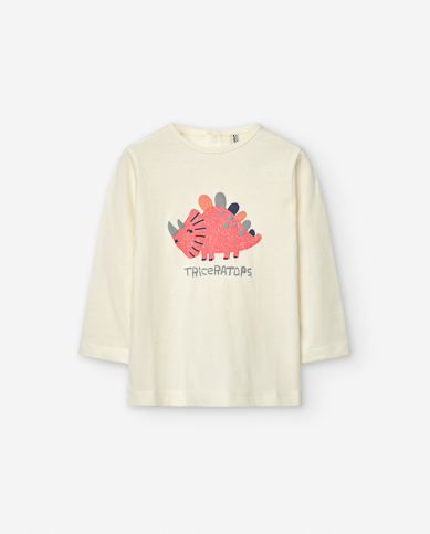 Playera Manga Larga "TRICERATOPS" Para Bebé Niña LOSAN