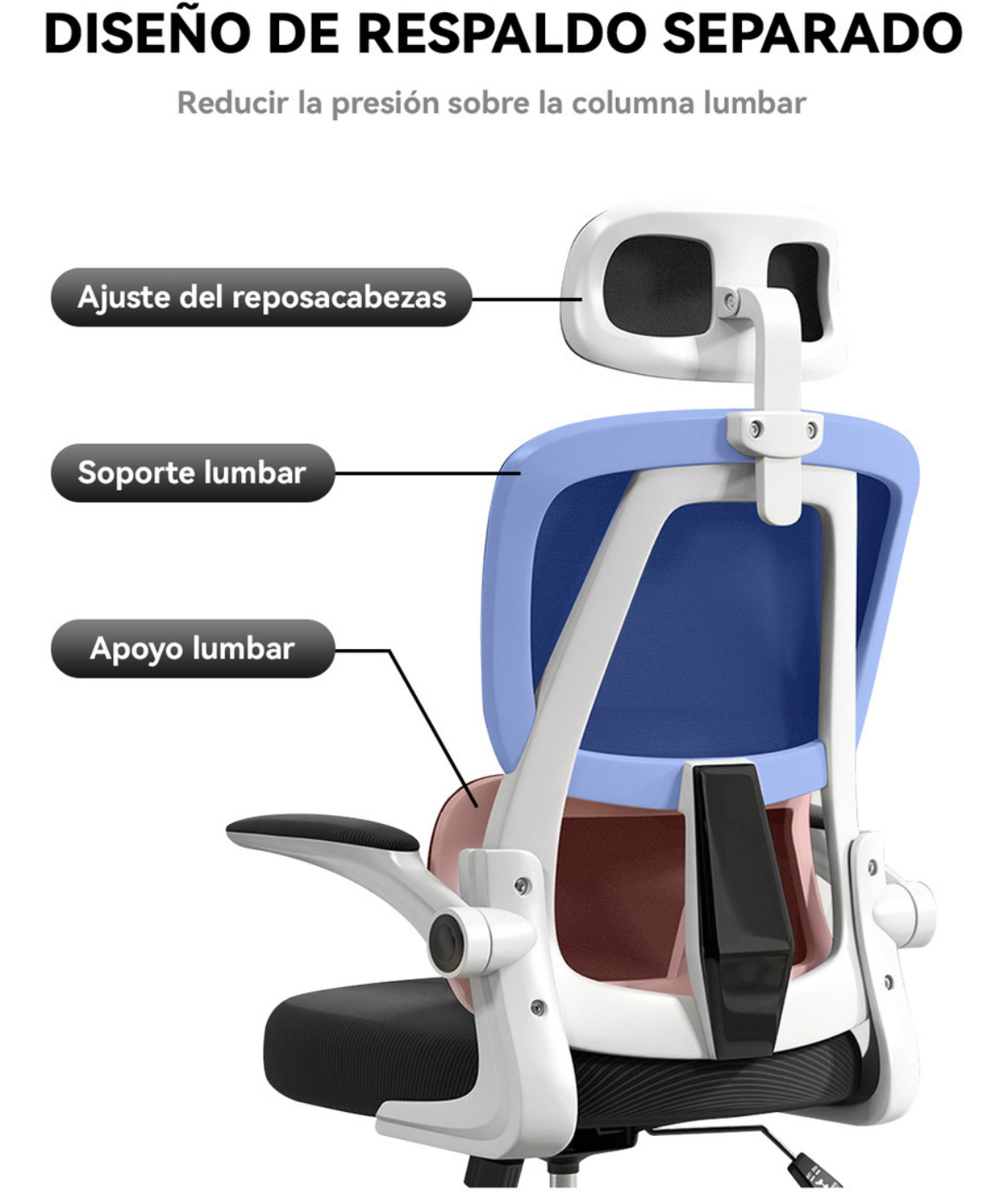 Silla Amia Ergonómica Silla De Escritorio Oficina Soporte Lumbar Ajustable Giratoria Vidita Negro