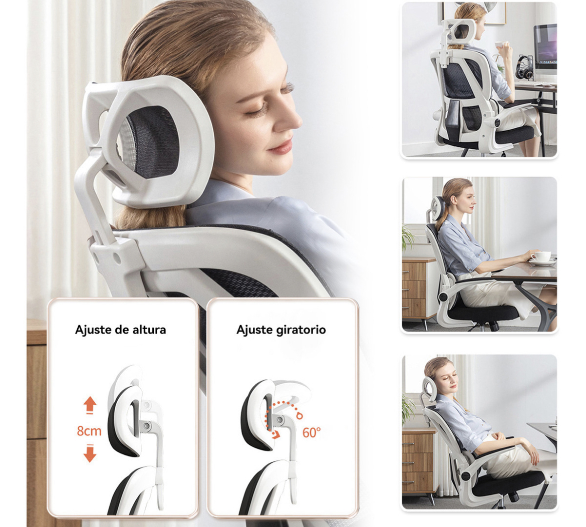 Silla Amia Ergonómica Silla De Escritorio Oficina Soporte Lumbar Ajustable Giratoria Vidita Negro