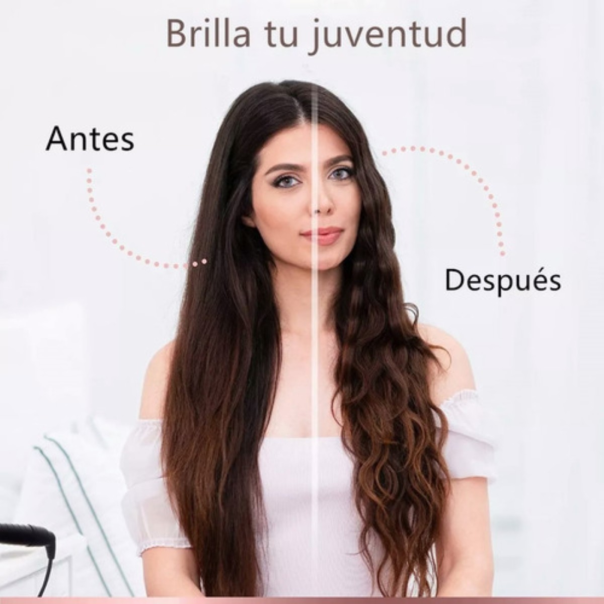 "Tenaza Rizadora Cabello Para Ondas, Temperatura Ajustable rosa "