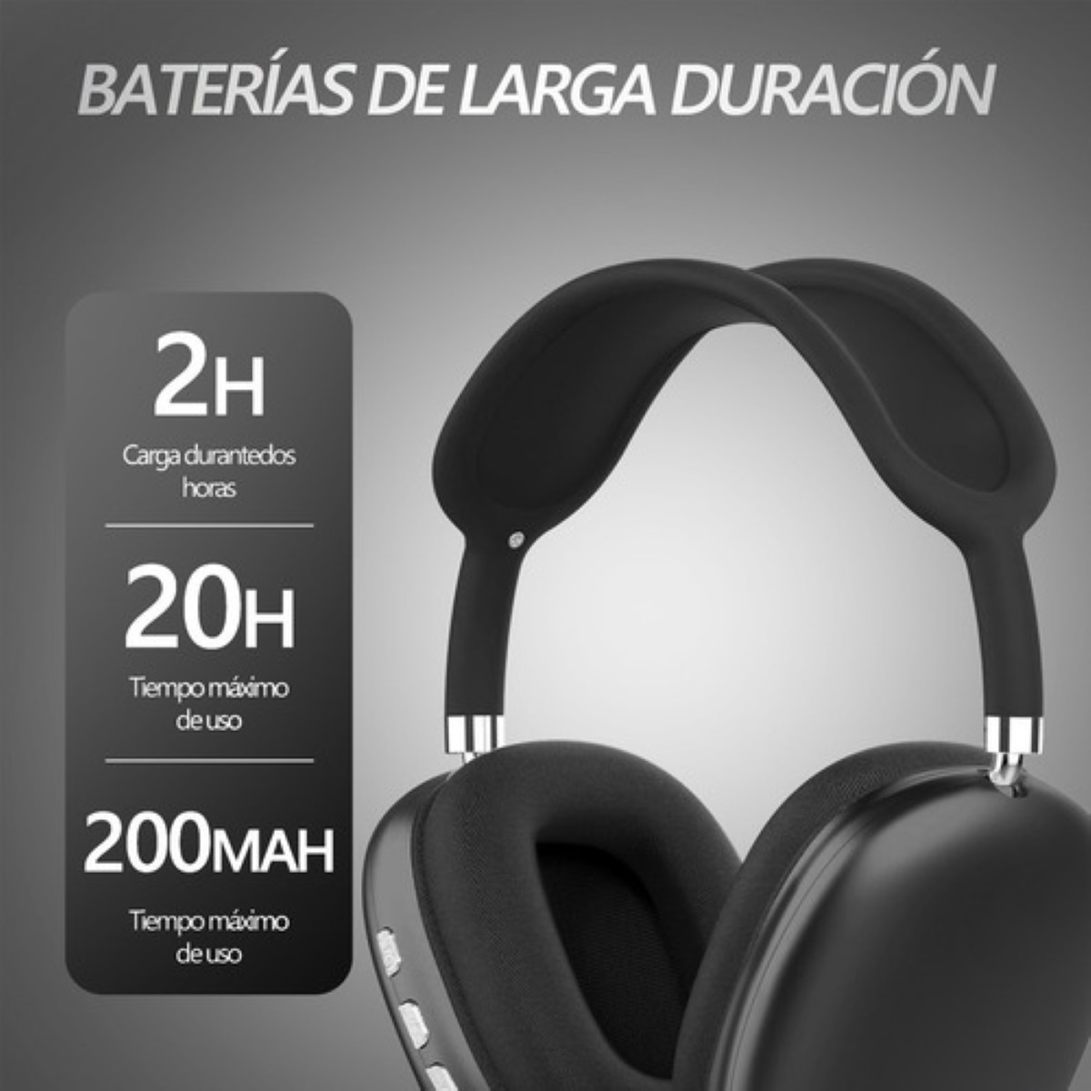 Audífonos Inalámbrico Diadema Con Microfono Bluetooth Gamer NEGROS
