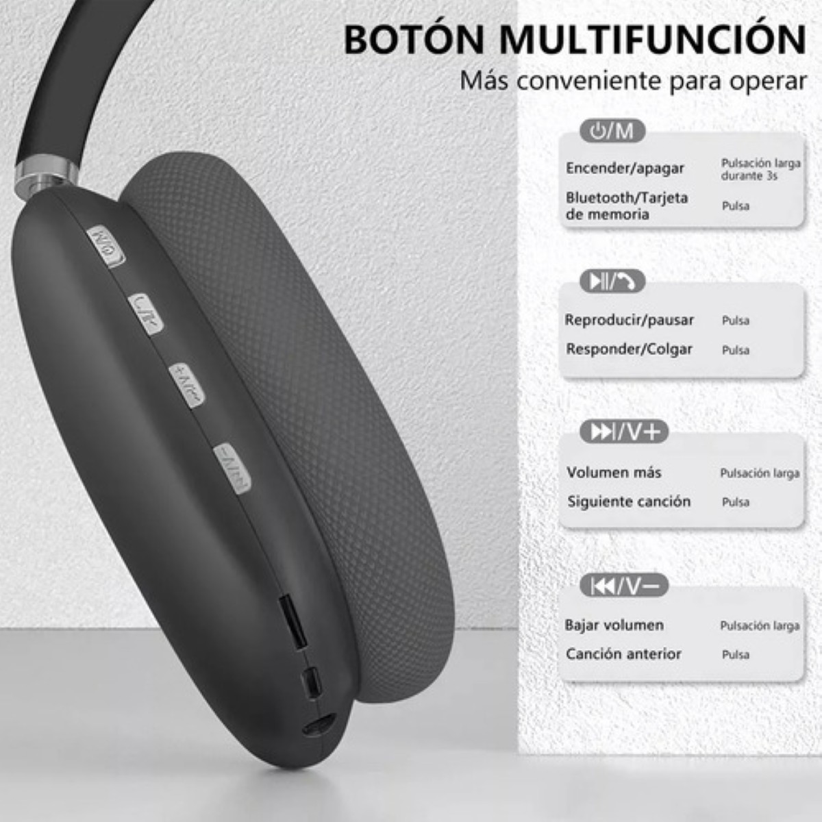 Audífonos Inalámbrico Diadema Con Microfono Bluetooth Gamer NEGROS
