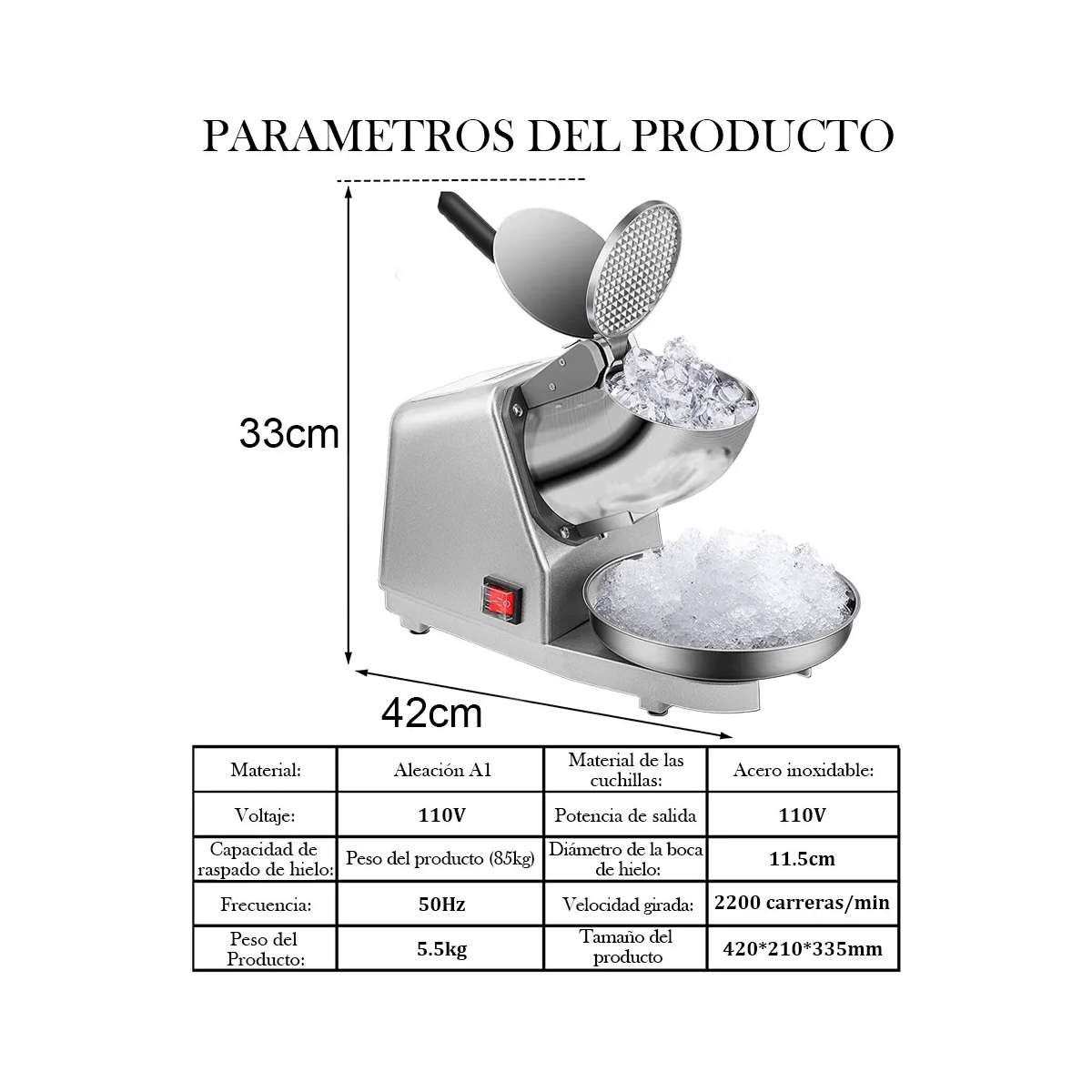 Maquina Raspados Triturador Hielo Triturador Cuchillo Doble