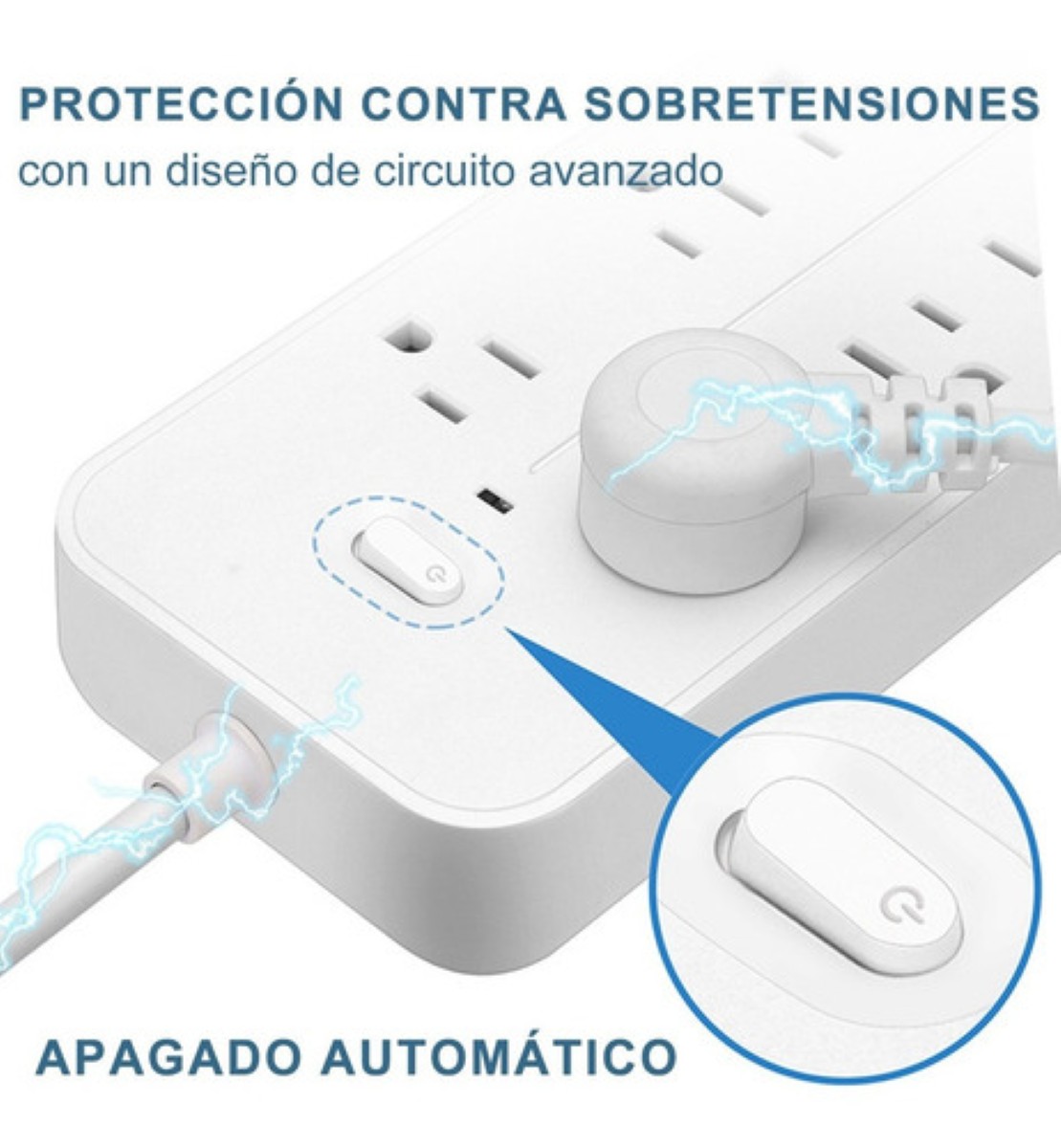 Regleta Cargado Multicontacto Con 6 Salidas 3 Usb 1 Tipo C BLANCO+ llavero