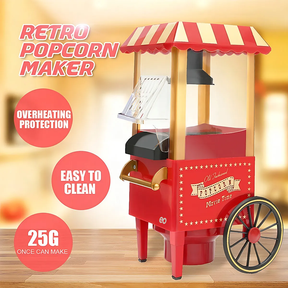 Máquina De Palomitas De Maíz Con Carrito Pequeño Rojo
