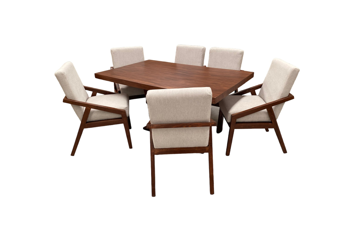 Comedor Dallas 6 sillas, Madera y Chapa De Parota Color Tzalam