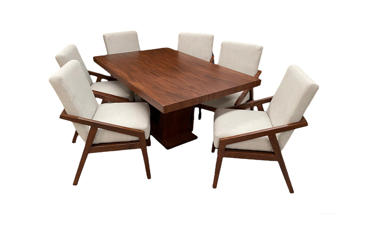 Comedor Dallas 6 sillas, Madera y Chapa De Parota Color Tzalam