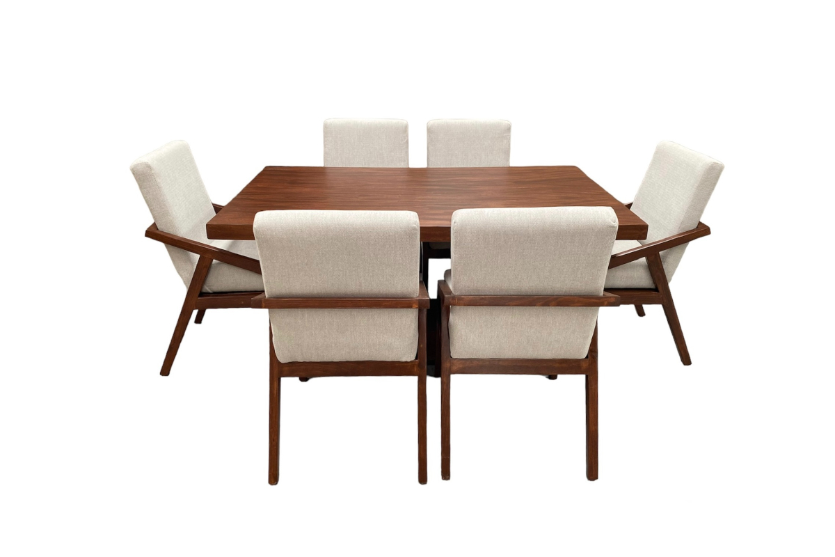 Comedor Dallas 6 sillas, Madera y Chapa De Parota Color Tzalam