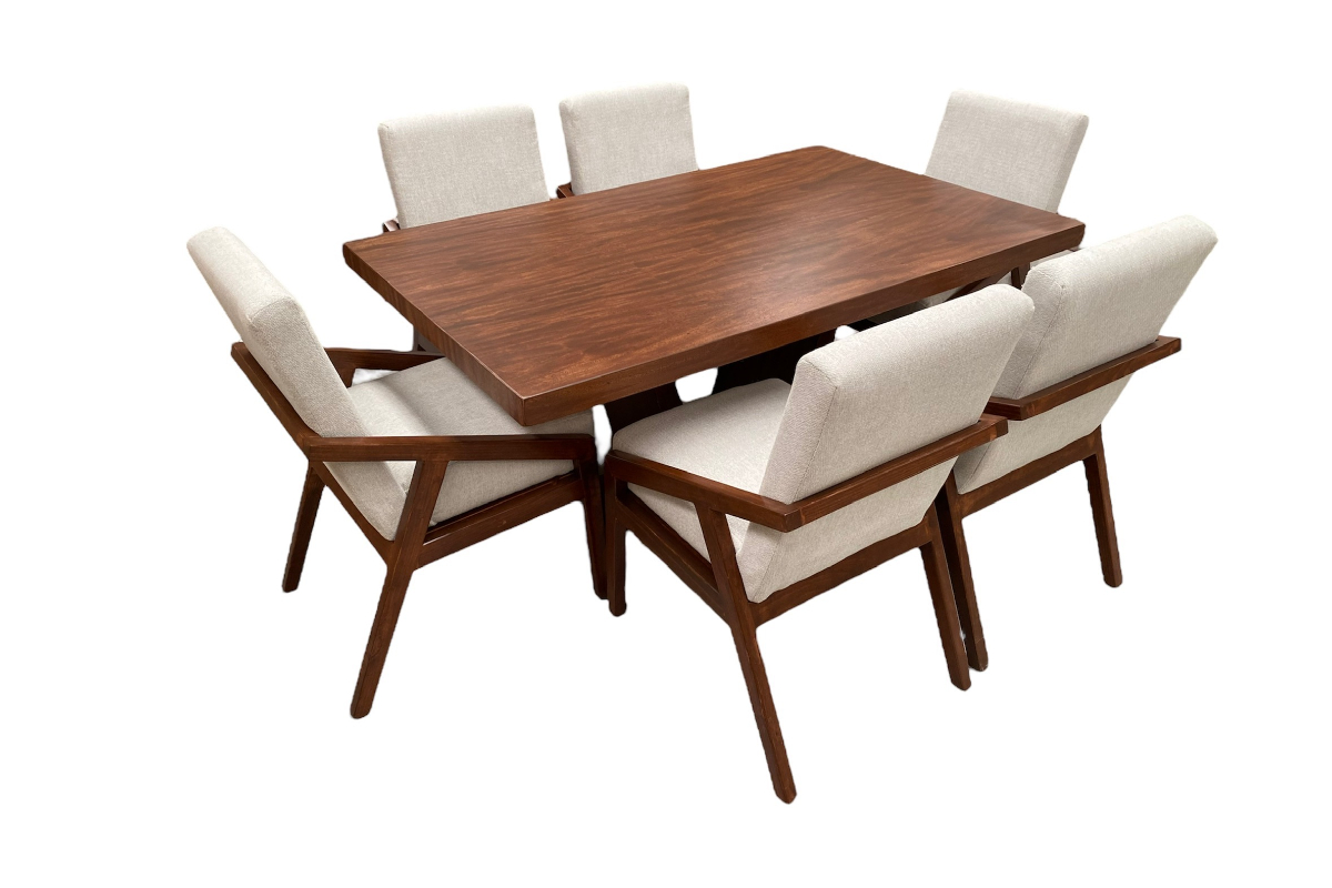 Comedor Dallas 6 sillas, Madera y Chapa De Parota Color Tzalam