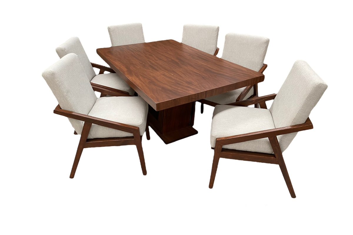 Comedor Dallas 6 sillas, Madera y Chapa De Parota Color Tzalam