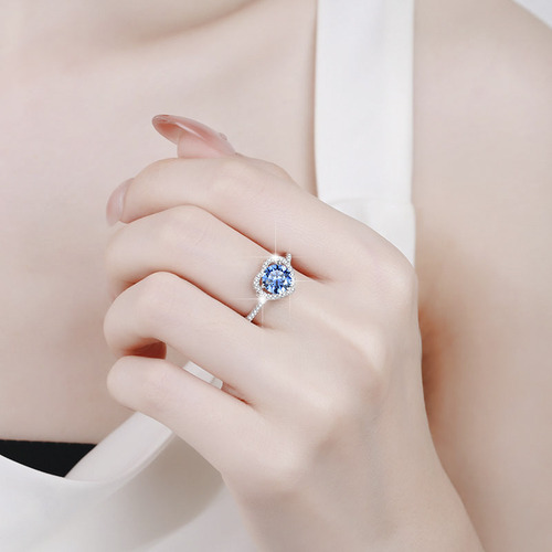 Anillo Compromiso Promesa Circonia Corazón Rosa Estuche